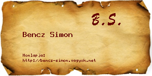 Bencz Simon névjegykártya